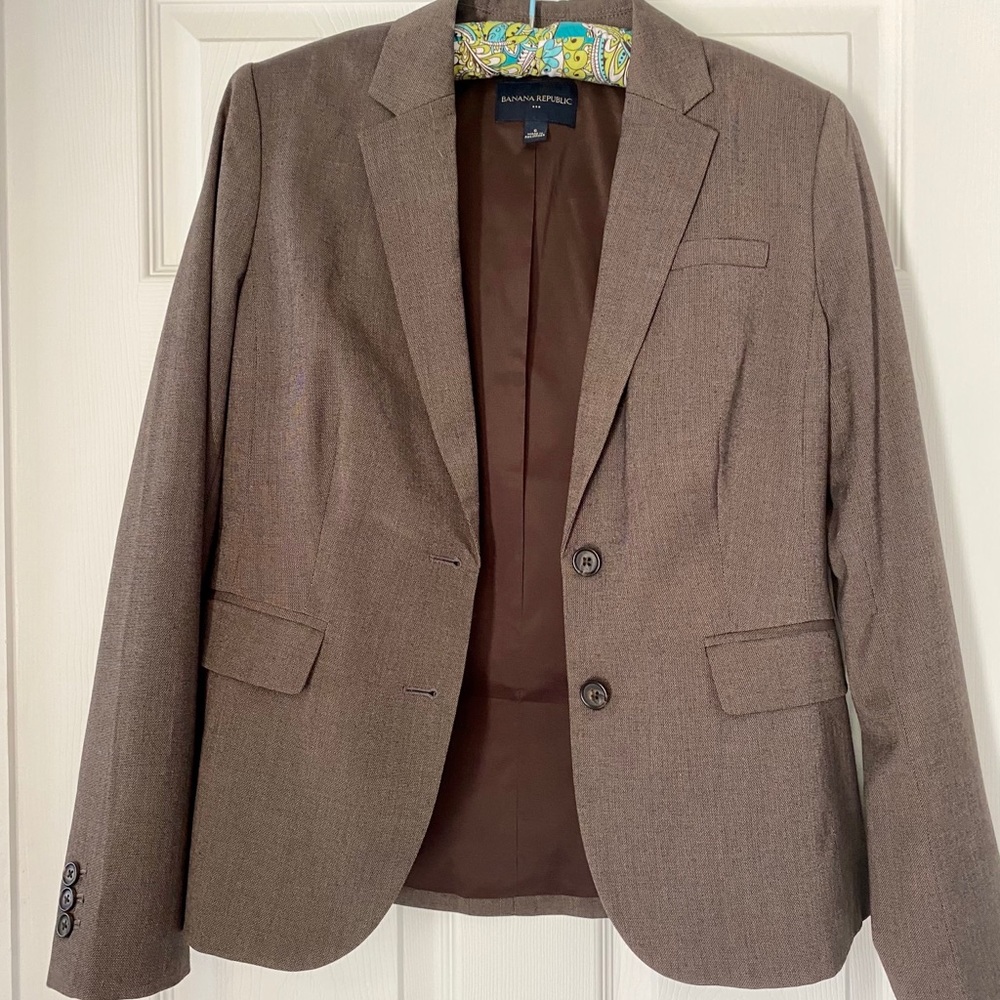 Brown Banana Republic Two-Button Suit Jacket